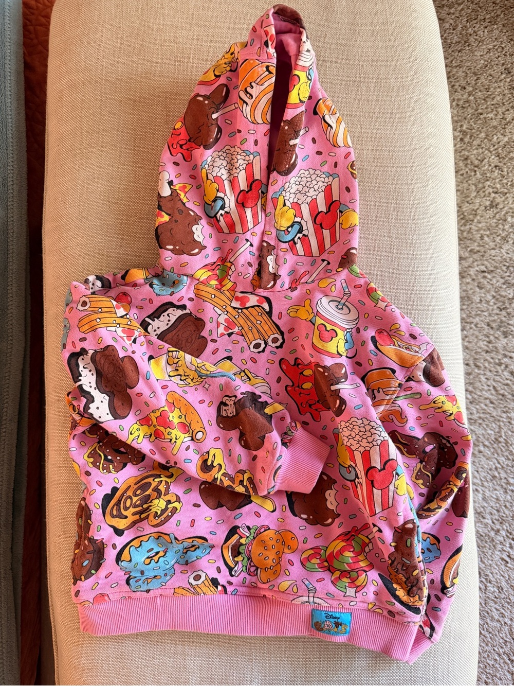 Disney EATS Pink Snacks Print Hoodie - Kids XS 5/6